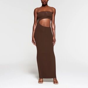 SKIMS brown bandeau dress -label on - 1x